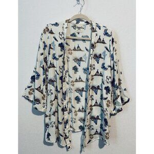 Cotton And Rye Top Womens Medium Western Print Open Front Kimono Teepee Cactus